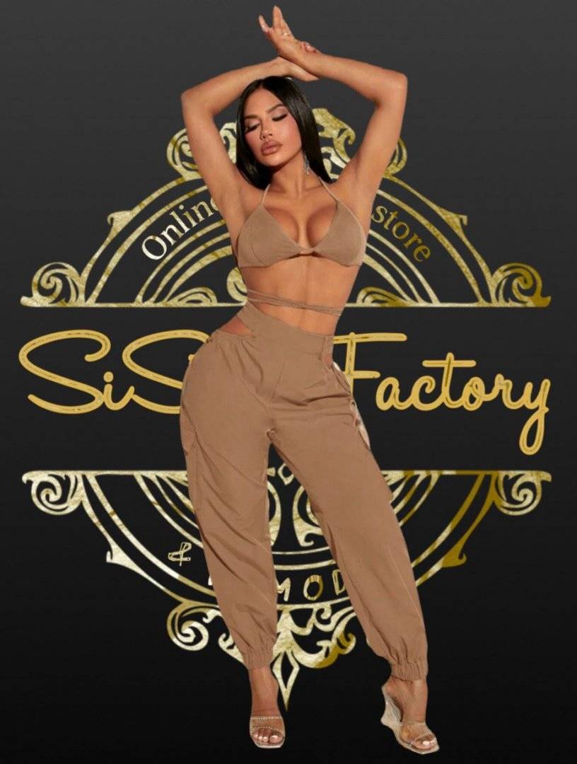 Compleu pantalon si sutien - Kim Kardashian - Mocha Brown