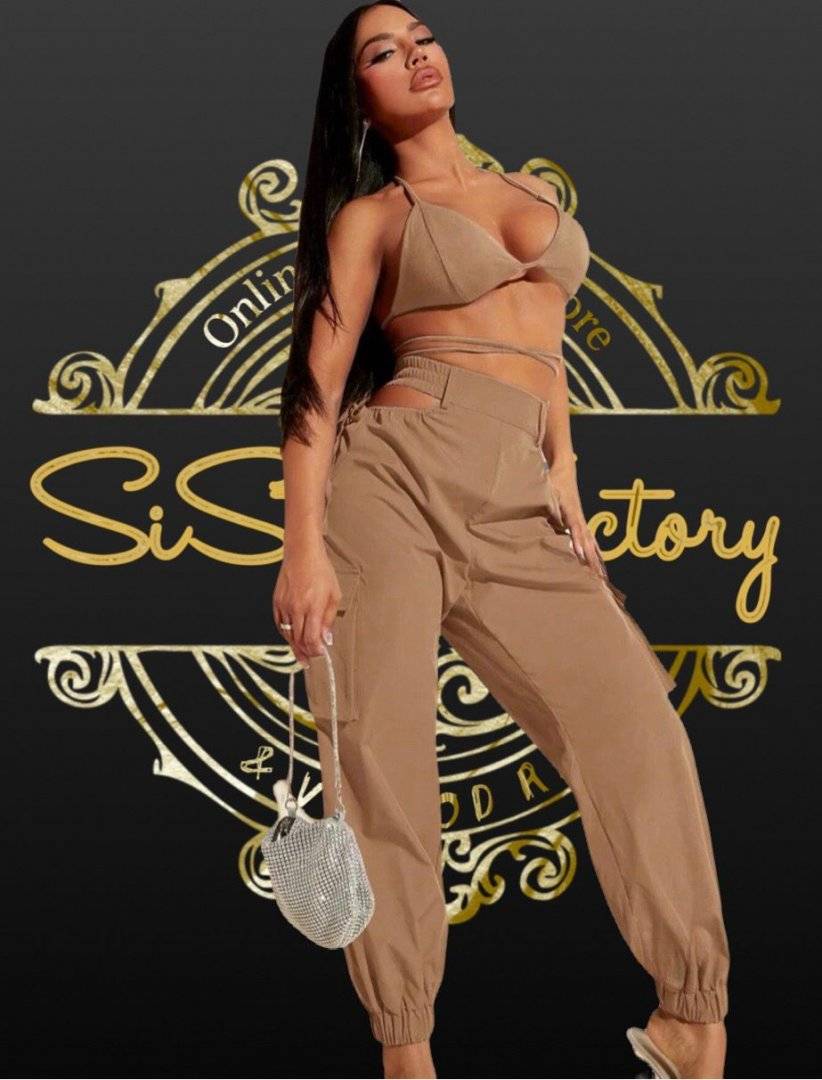 Compleu pantalon si sutien - Kim Kardashian - Mocha Brown