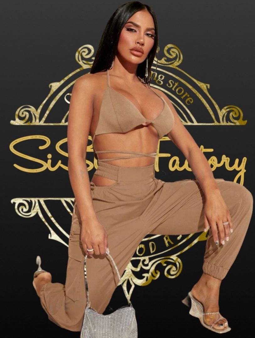 Compleu pantalon si sutien - Kim Kardashian - Mocha Brown