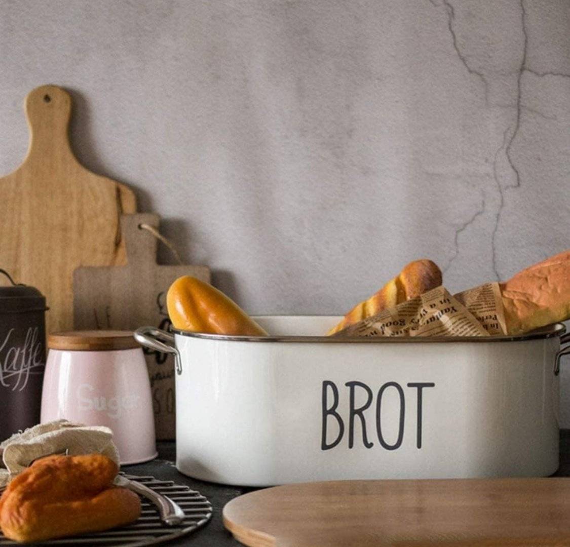 Cutie depozitare paine 2 in 1 din inox si capac bambus