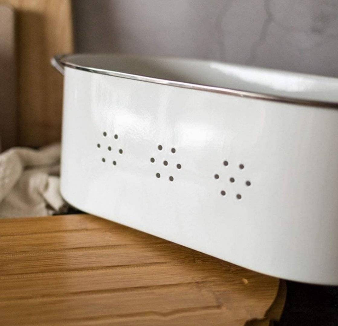 Cutie depozitare paine 2 in 1 din inox si capac bambus