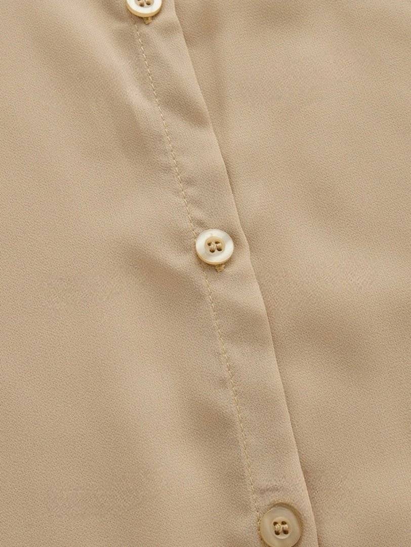 Kimono de plaja bej cu nasturi in fata