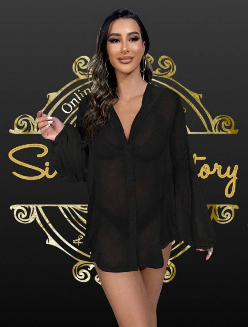 Kimono de plaja cu nasturi in fata si gluga - Black