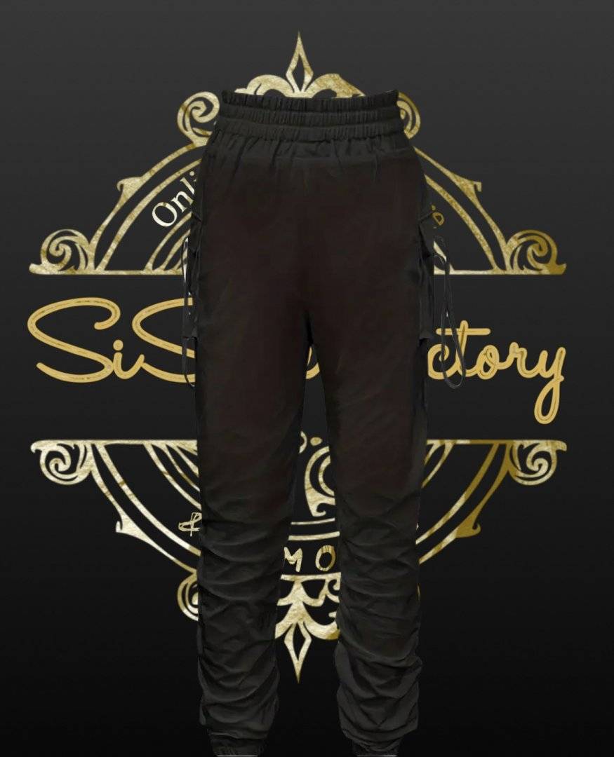 Pantaloni cargo cu snur - Black 