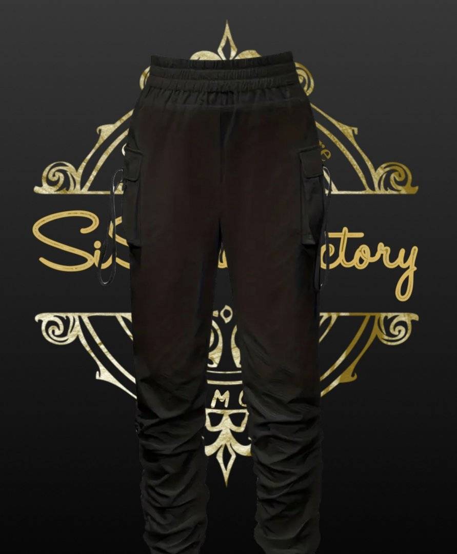 Pantaloni cargo cu snur - Black 