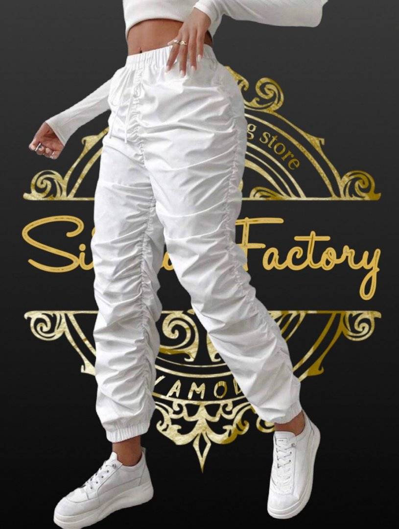 Pantaloni lejeri cutati - White