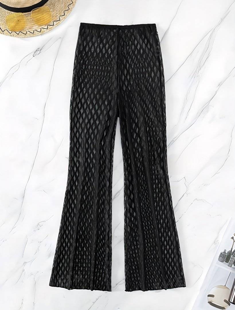 Pantaloni transparenti cu model - pentru plaja - Black