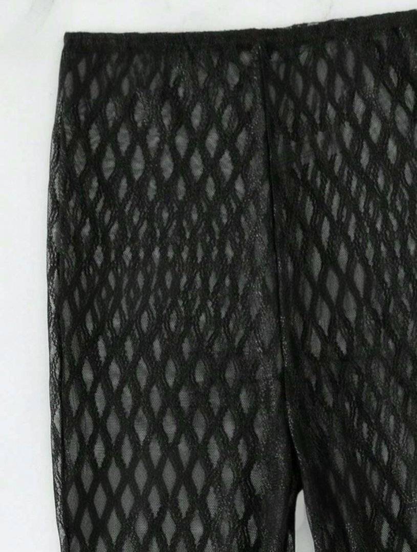 Pantaloni transparenti cu model - pentru plaja - Black