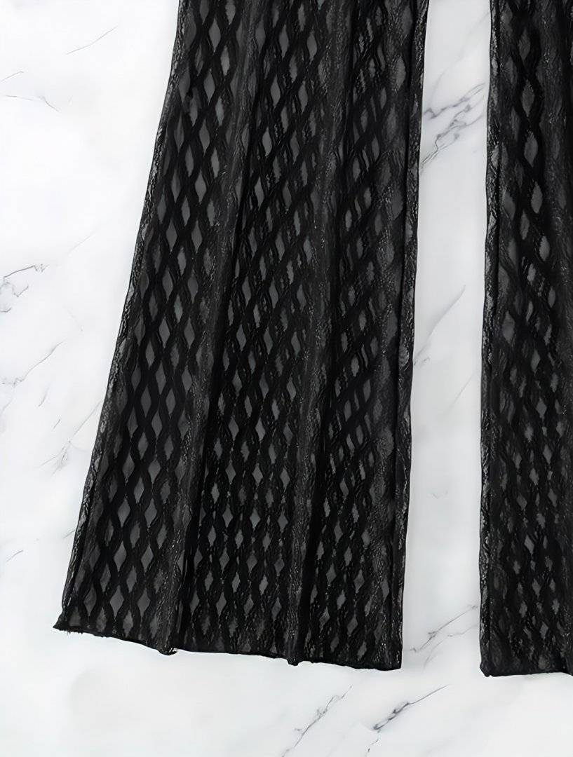 Pantaloni transparenti cu model - pentru plaja - Black