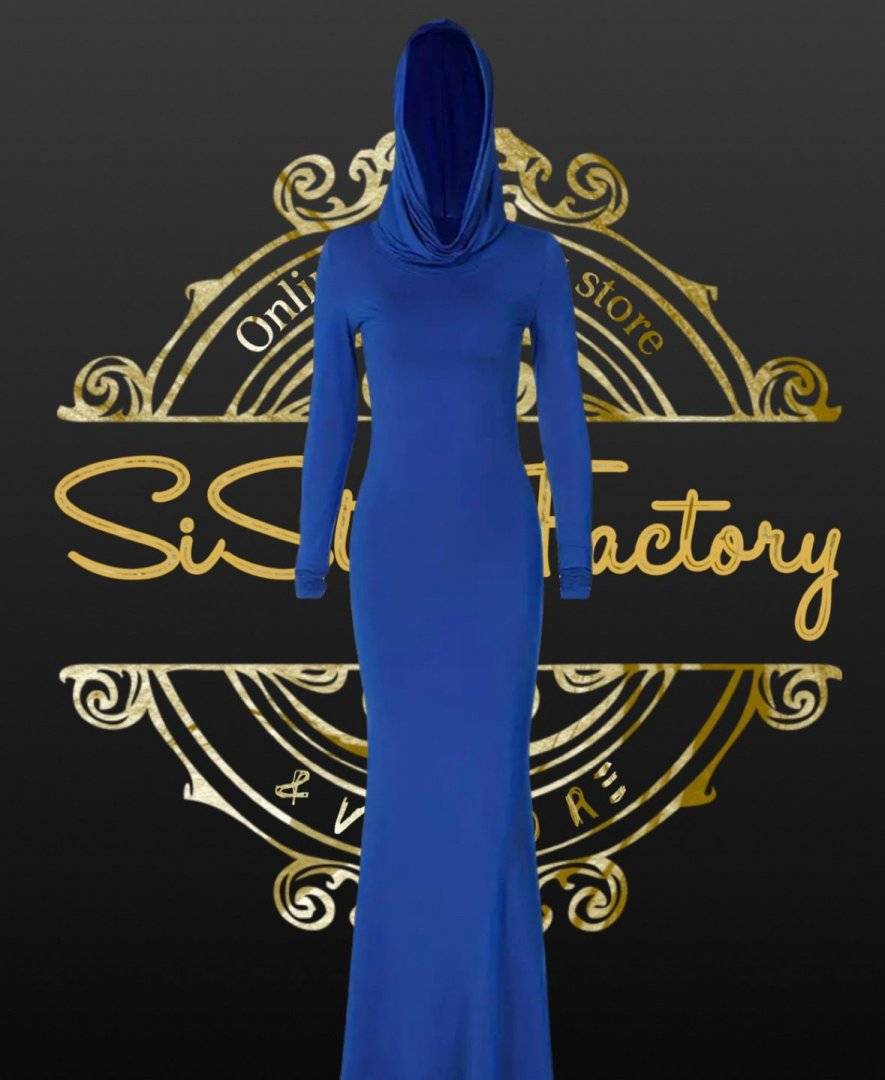 Rochie cu gluga albastru regal