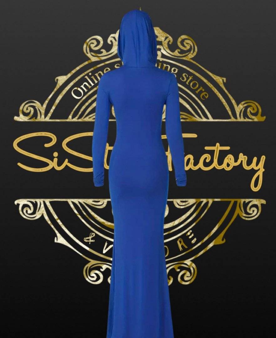 Rochie cu gluga albastru regal
