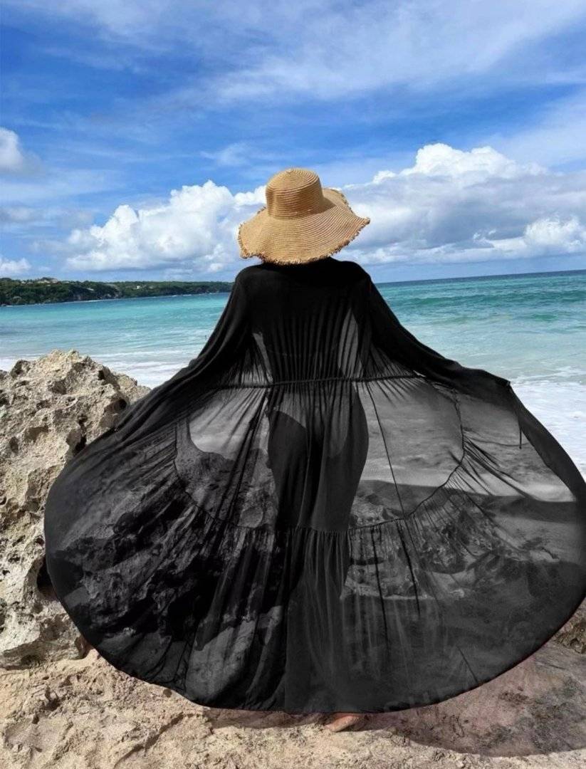 Rochie din voal fin/Cover-up pentru plaja - Black