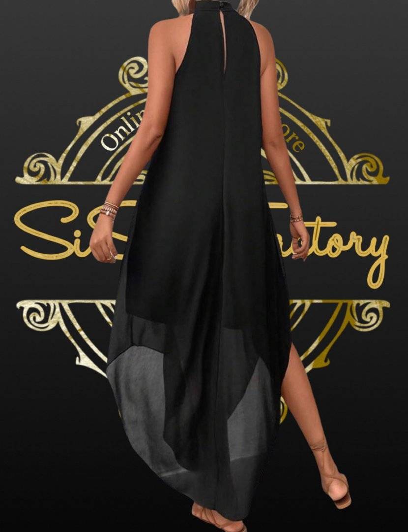 Rochie din voal si jupa - croiala asimetrica - Black