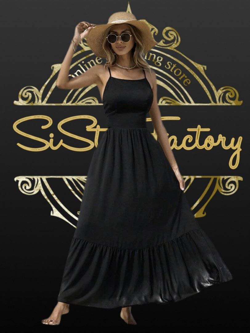 Rochie vaporoasa cu spatele gol - Black