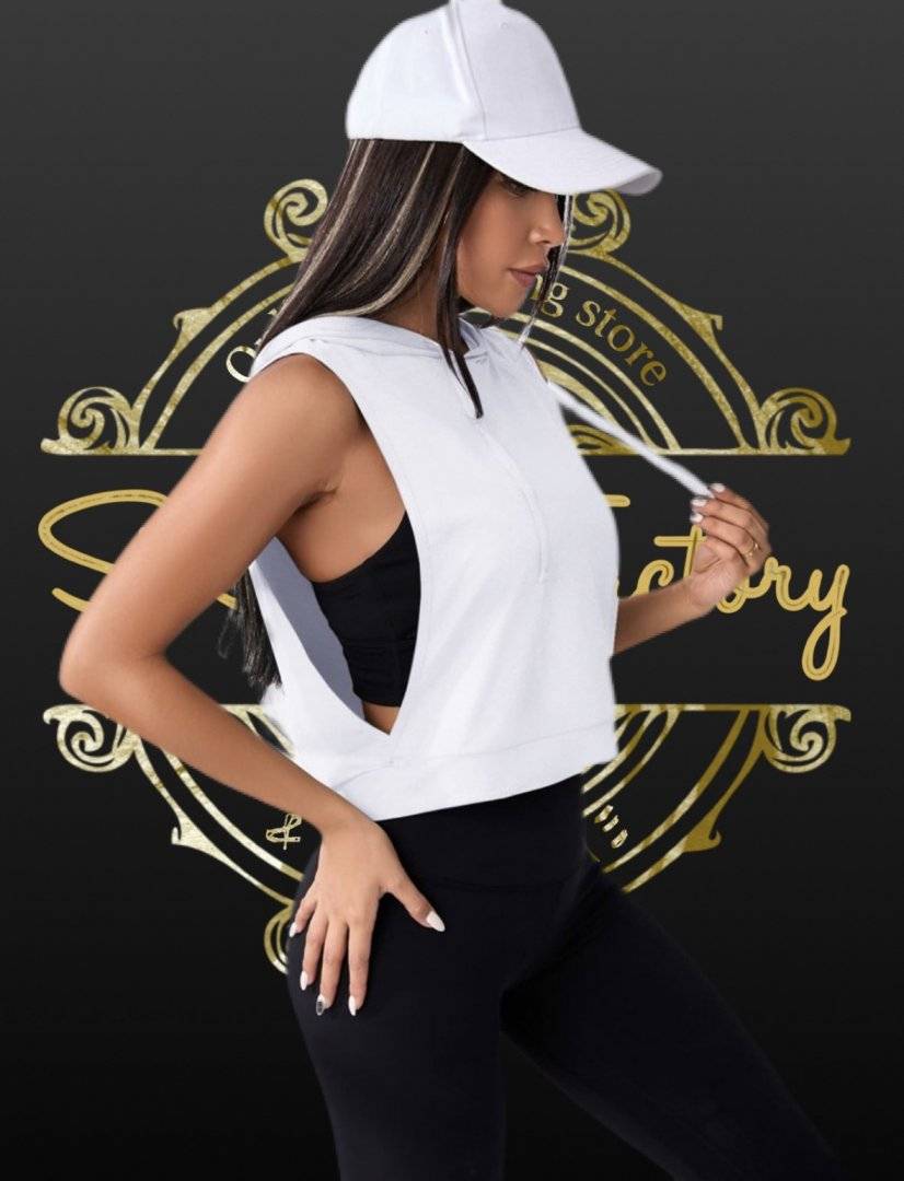 Top tip vesta cu gluga - pentru fitness, yoga - White
