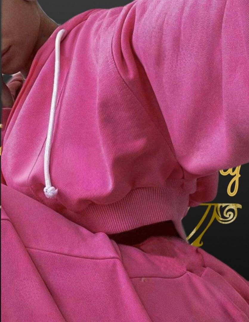 Trening boyfriend bluza crop, pantaloni bufanti -  Roz  Fuchsia 