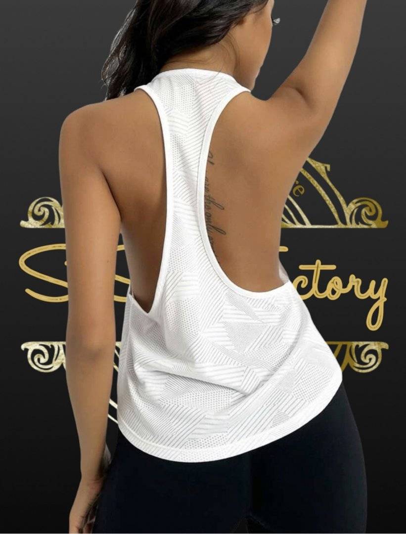 Tricou pentru fitness, decupat la spate - White