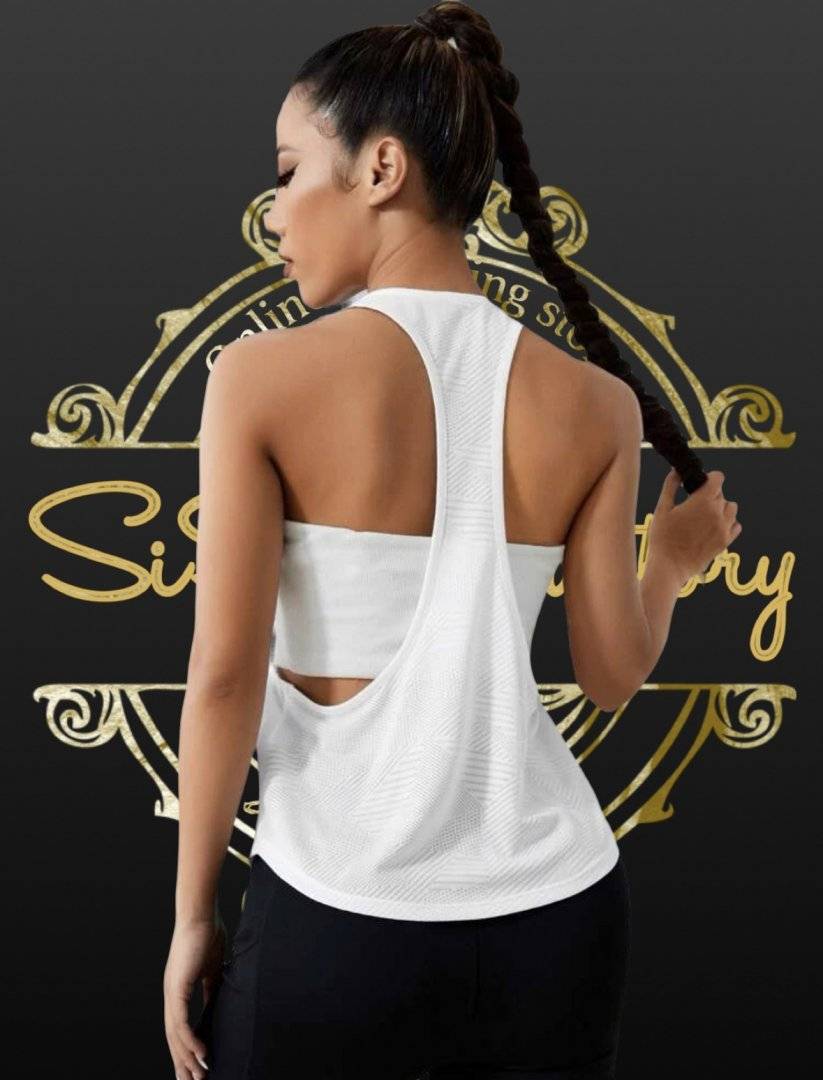 Tricou pentru fitness, decupat la spate - White