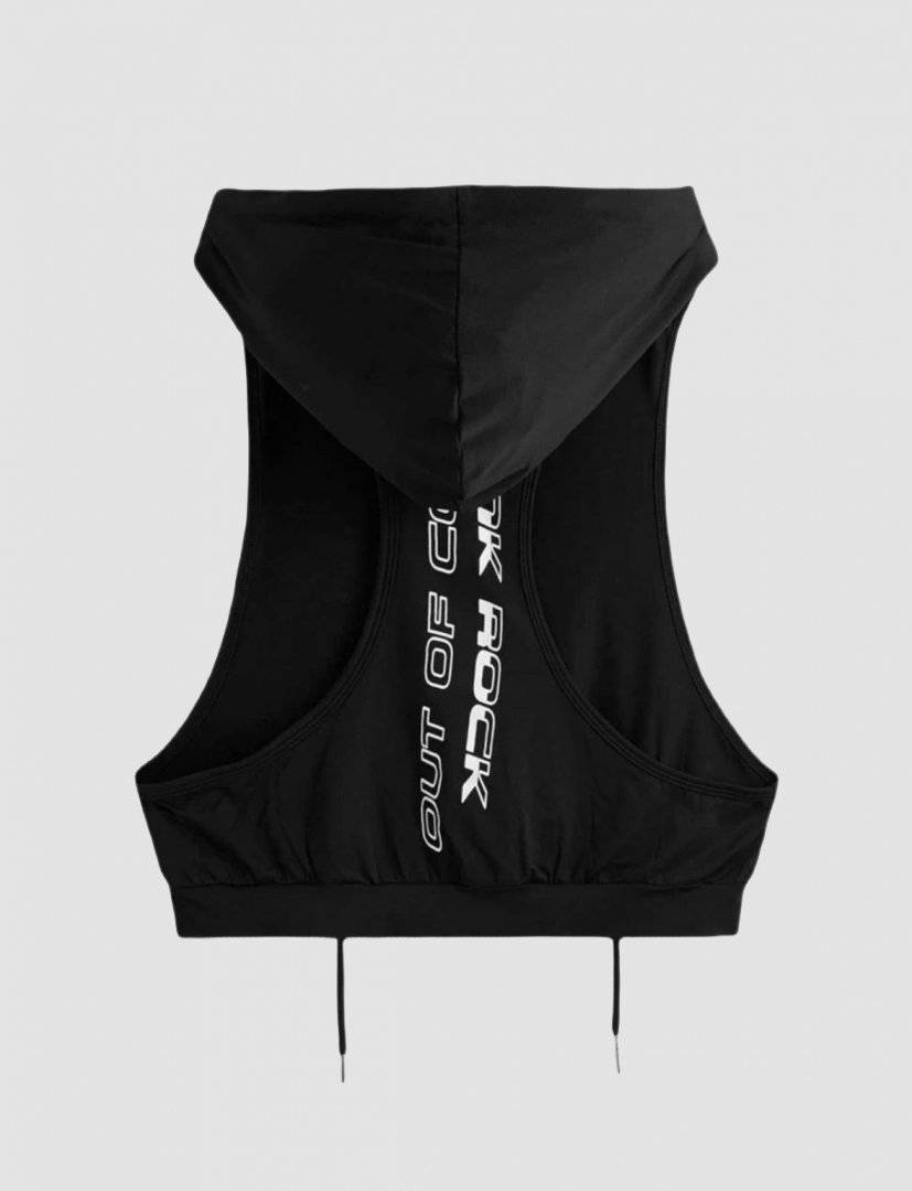 Tricou sport cu gluga fara maneci - tip vesta - Black