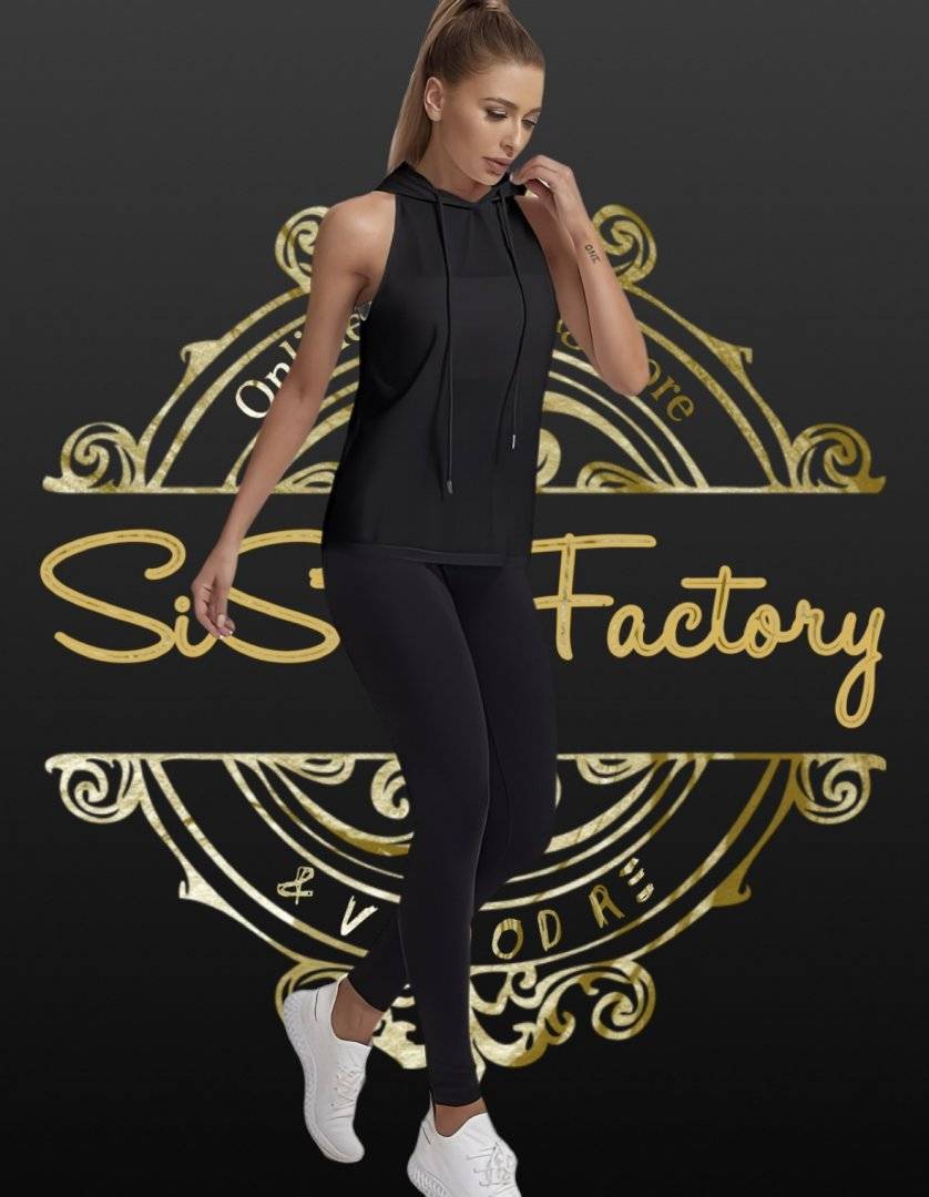 Tricou sport cu gluga si decupaj la spate - Black