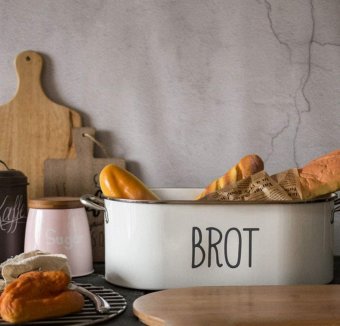 Cutie depozitare paine 2 in 1 din inox si capac bambus