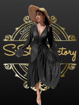 Rochie din voal fin/Cover-up pentru plaja - Black