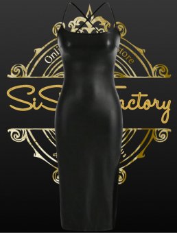 Rochie imitatie piele, usoara, cu snur tip corset - Black