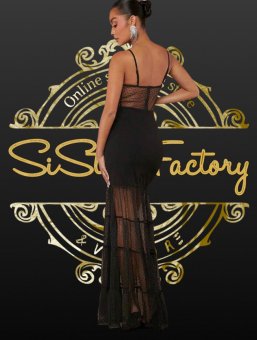 Rochie lunga eleganta cu voal si corset - Black