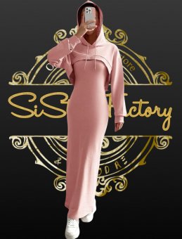 Rochie slim si hanorac ovs - Pink 