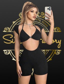 Salopeta decupata cu sutien - Black